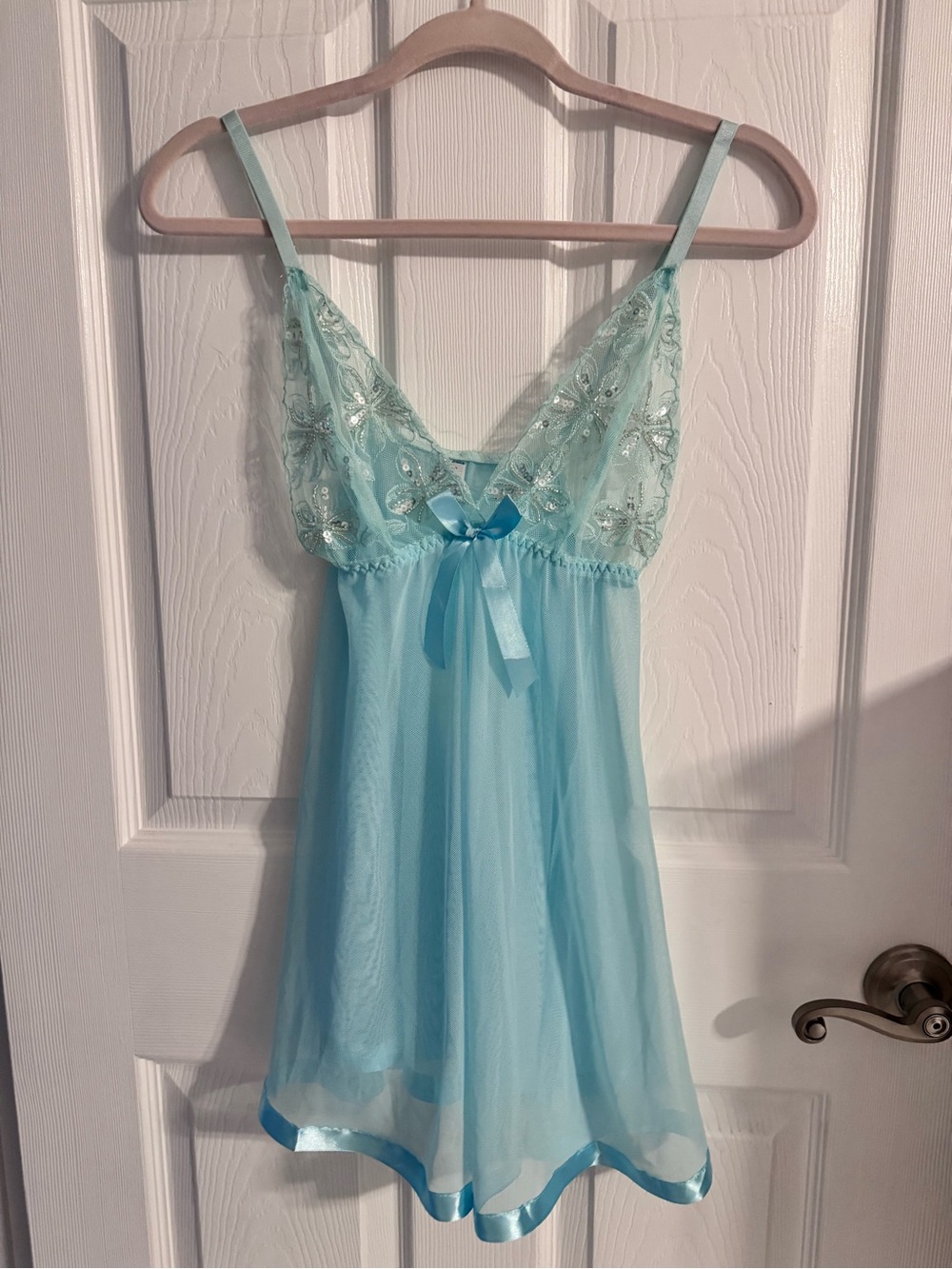 Women's Light Blue Lace Camisole Slip - Size S
